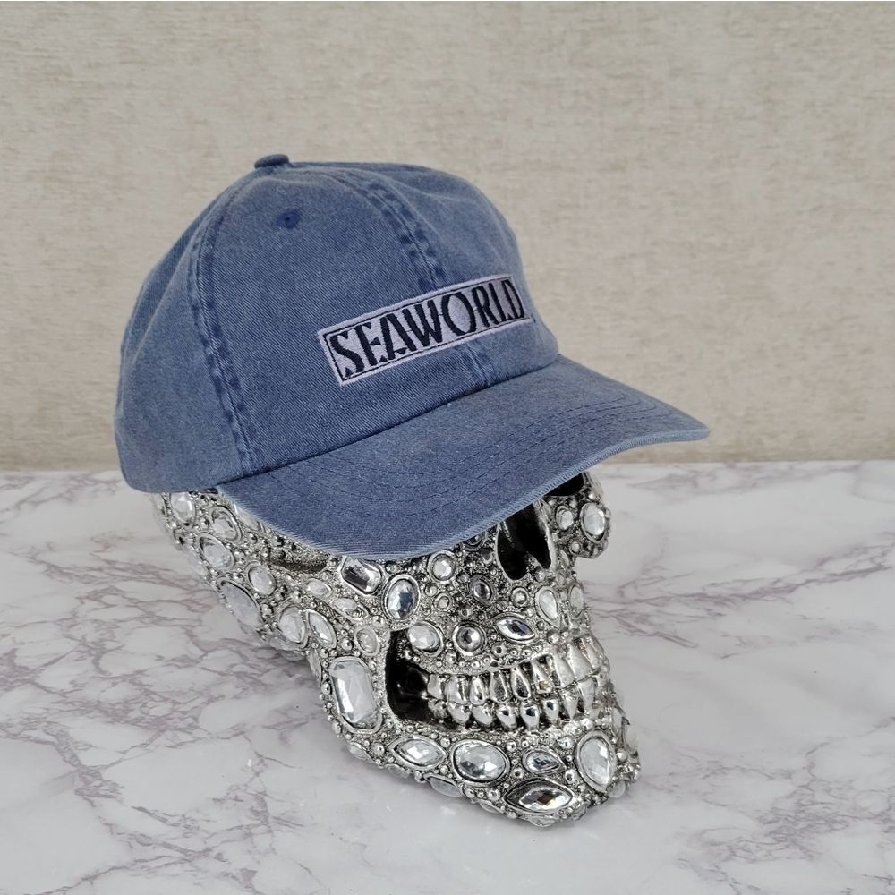SeaWorld Vintage 90s Baseball Cap Blue Denim Chambray Color
